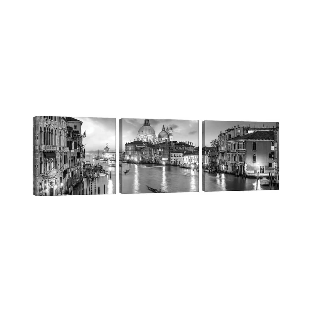 iCanvas "Canal Grande Panorama In Black And White, Venice, Italy" by Jan Becke 3-Piece Canvas Wall Art Set