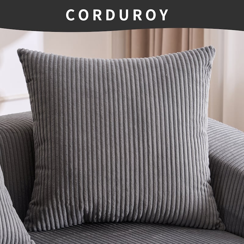 101.6" Corduroy L-Shaped Sectional Sofa with Chaise Lounge and 4 Pillows