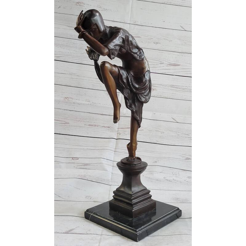 Ankara Imitative Snake Dancer Art Deco Bronze Sculpture Statue Colinet Chiparus Marble Base