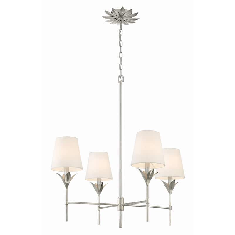 Broche 4 Light Antique Silver Chandelier - 28"W x 28"H x 28"D