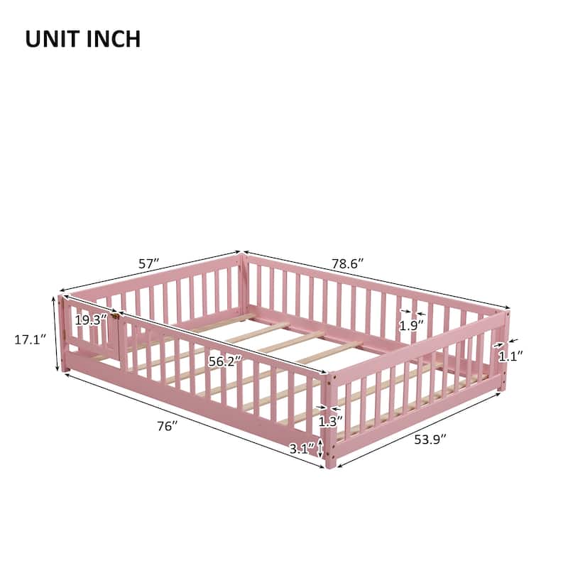 Floor Platform Bed With Fence And Door
