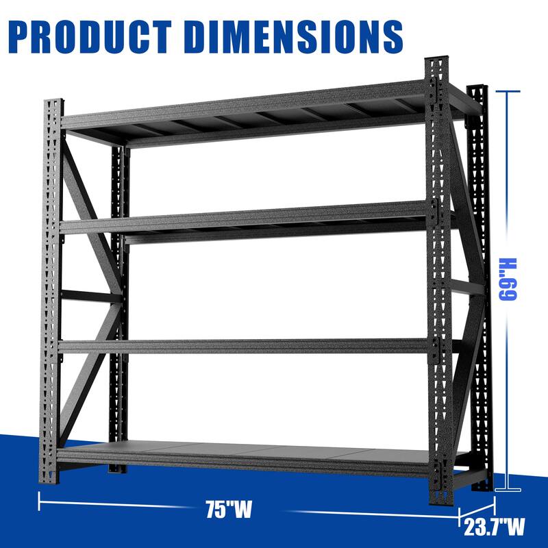Heavy Duty Garage Shelving 4000LBS, Extra Wide Metal Adjustable Shelves, 69"H Industrial Storage Unit for Warehouse