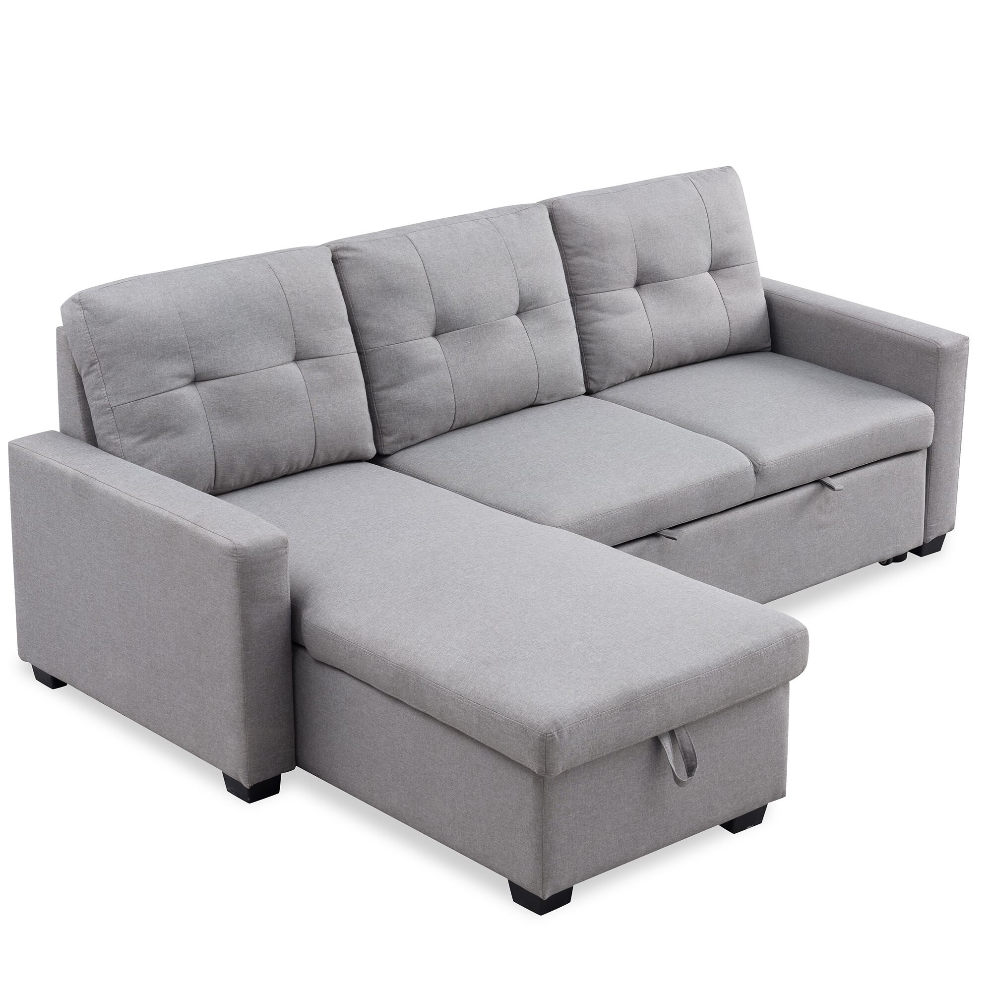 Shop 82 Sleeper Sectional Sofa Storage Chaise With Pull Out Bed 3 Seat Right Handed Overstock 31784293
