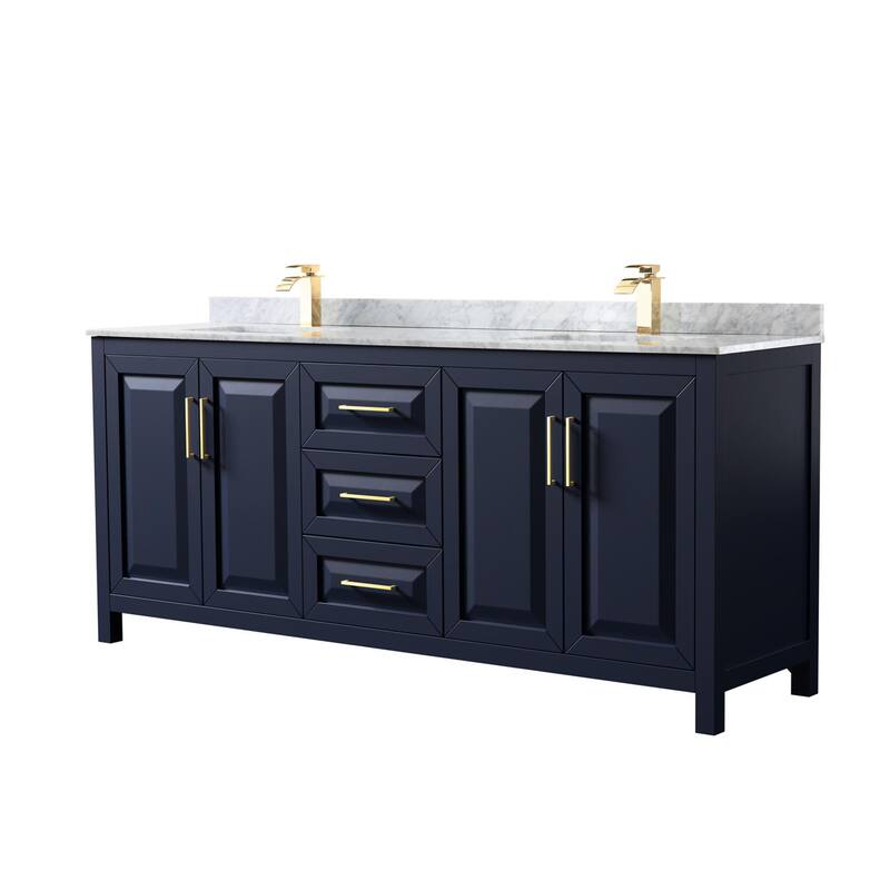 Wyndham Collection Daria 80" Free Standing Double Vanity Set with MDF - Dark Blue - Painted
