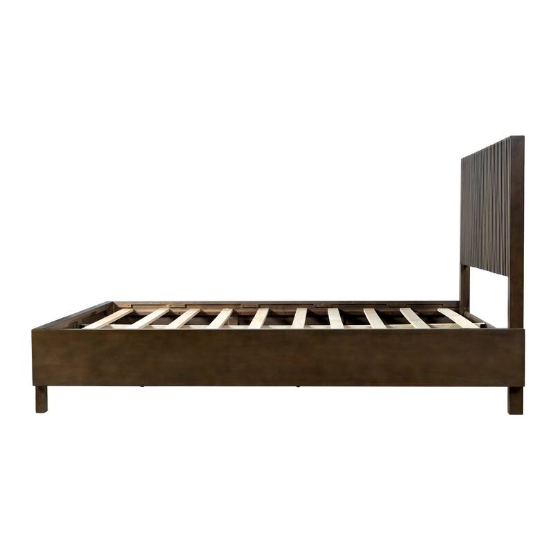 Christopher Knight Home - Adelynn Modern Wood Platform Bed with Vertical Slat Headboard, No Box Spring Needed