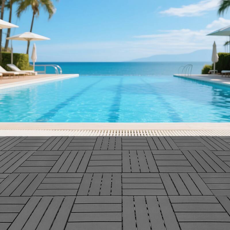 Plastic interlocking decking tiles, 44 packs of terrace decking tiles, 12 inches x 12 inches waterproof