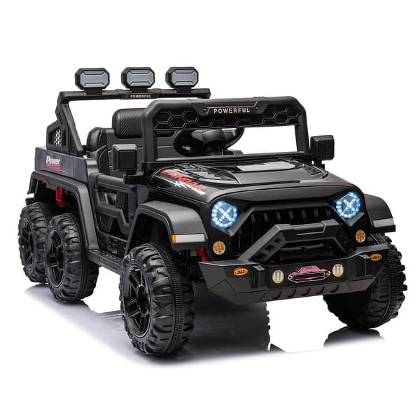 slide 2 of 80, 24V Off-Road Style Kids Pickup Ride-On Truck with 4-Wheel Suspension, Multi-Functional Control, and Parental Remote Black