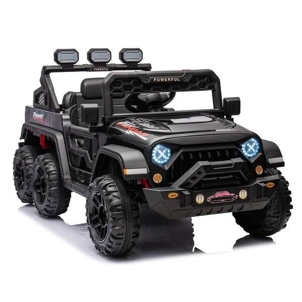 slide 2 of 80, Large 24V Electric Ride-On Pickup for Kids, 4 Motors, Parental Control, Music Black