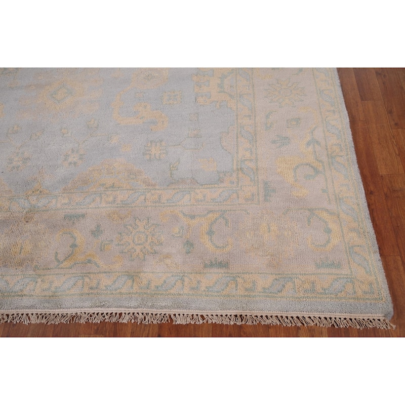 All-Over Oushak Area Rug Hand-Knotted Wool Carpet - 8'2"x 9'9"