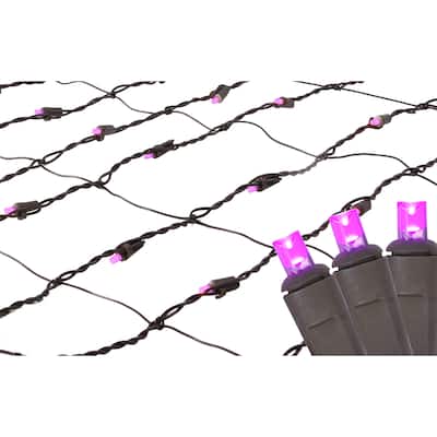 2' x 8' Pink LED Net Style Tree Trunk Wrap Christmas Net Lights - Brown Wire