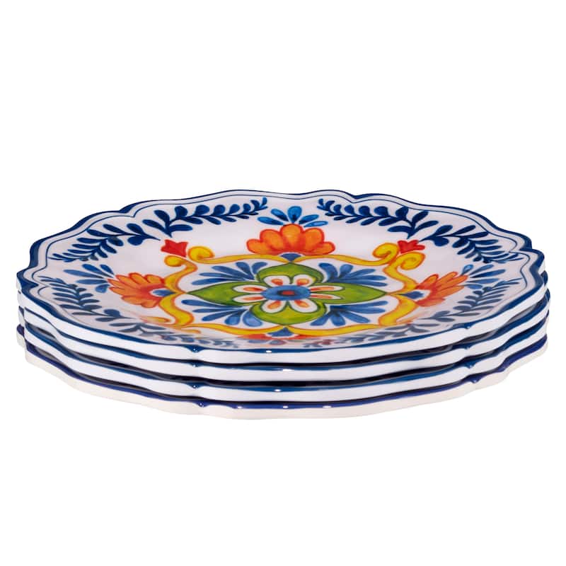 Certified International Flores Melamine 9" Salad/Dessert Plates, Set of 4 - 9" Diameter x 1"