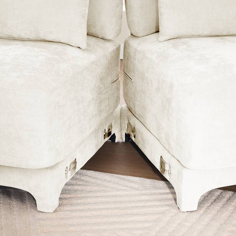 Three-Seater Sofa with 2 Movable Ottomans