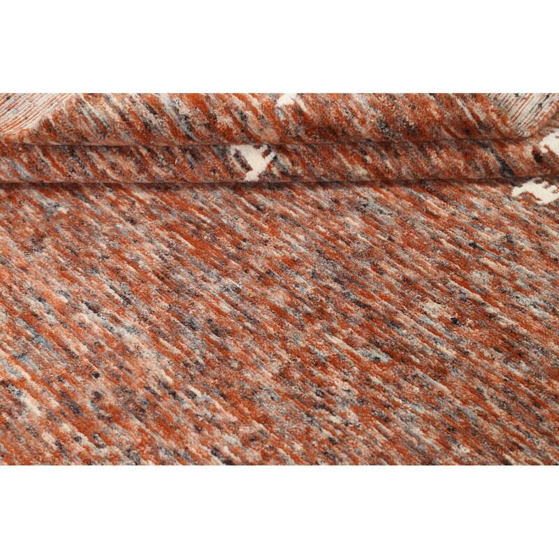 Hand Knotted Oriental 100% Wool Carpet Tribal Abstract Multi-Colored Gabbeh Area Rug - 8' 0'' X 5' 1''