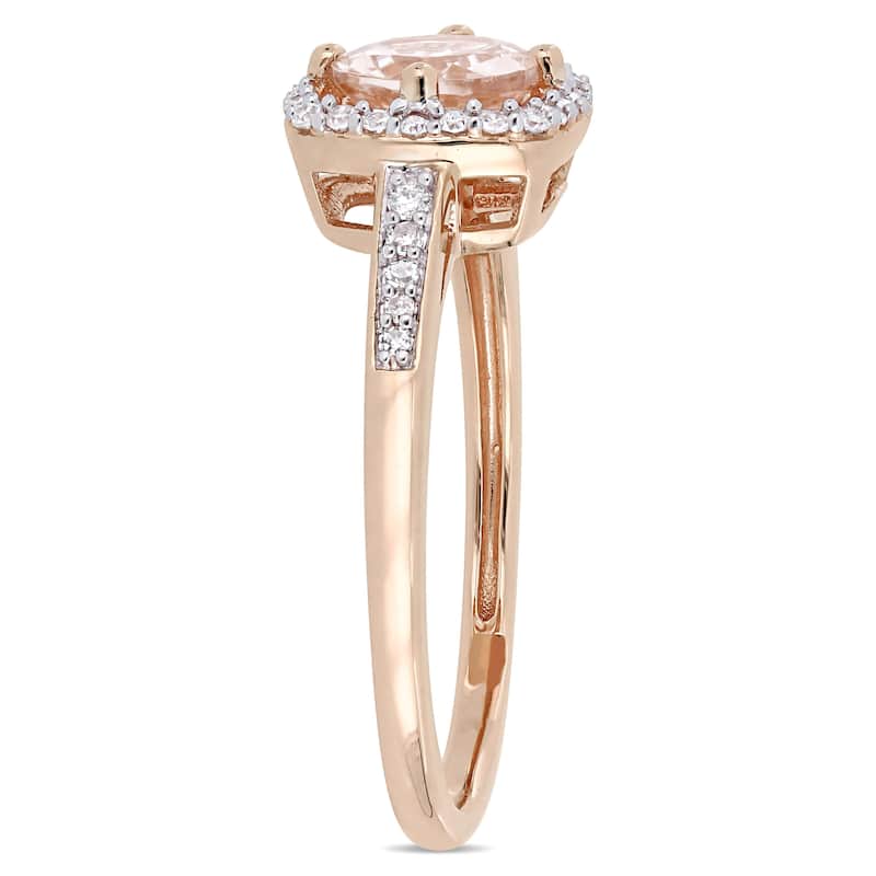 Miadora Signature Collection 10k Rose Gold Morganite and 1/7ct TDW Diamond Square Halo Engagement Ring