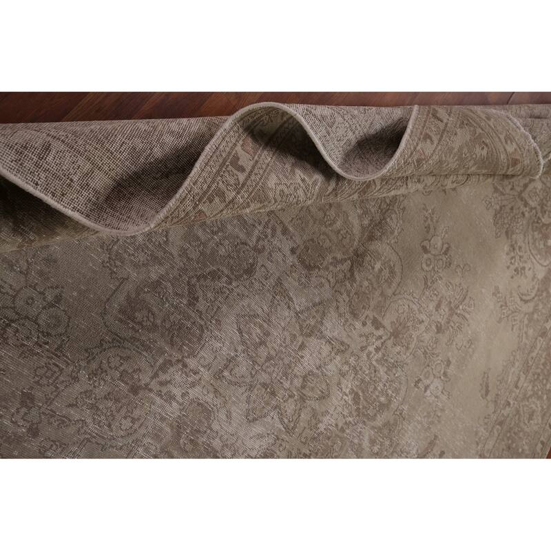 Muted Distressed Tabriz Vintage Persian Ug Hand-Knotted Wool Carpet - 8'0" x 11'3"