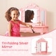preview thumbnail 17 of 18, Kid Vanity Table Stool Set with Tri-Folding Mirror and 3-Color LED Lights - 27.5" x 13.5" x 40.5"