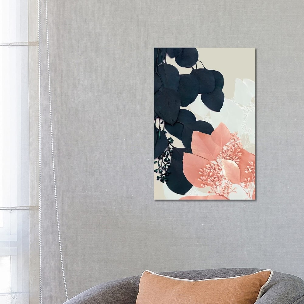 iCanvas "Indigo & Blush Leaves III" by Jennifer Goldberger Canvas Print