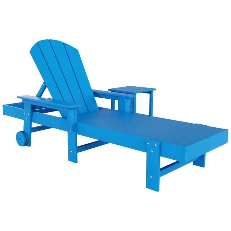 Polytrends Laguna Hdpe All Weather Outdoor Patio Pool Reclining Chaise Lounge With Side Table (2-Piece Set)