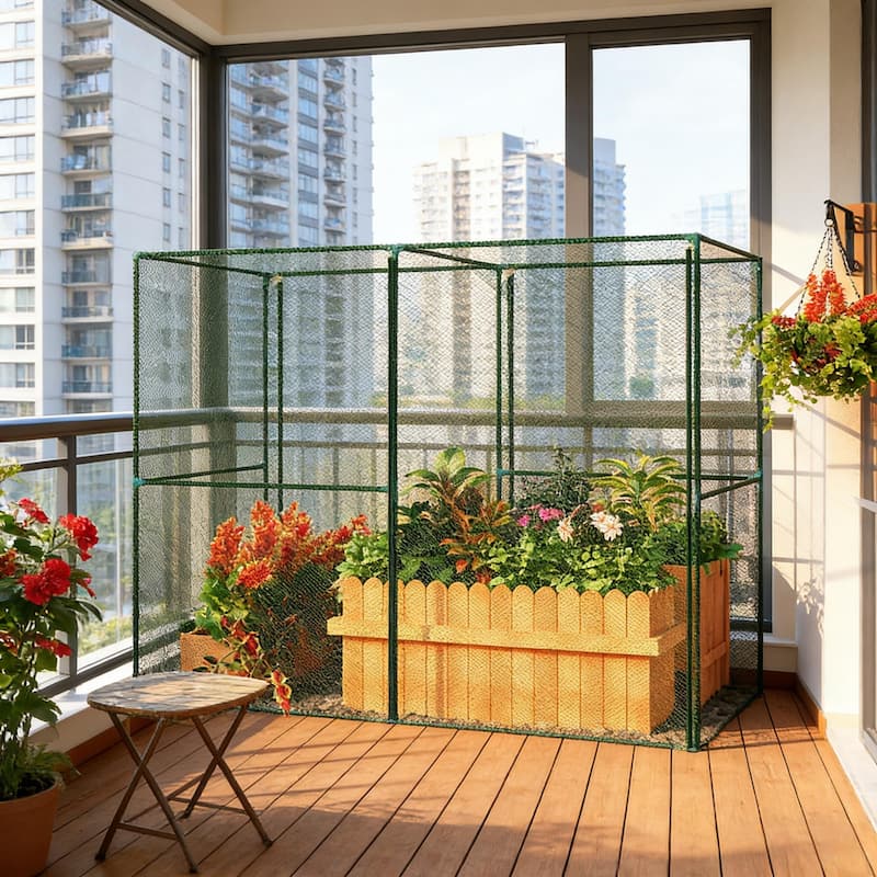 GDFStudio - Walk-In Garden Crop Cage Plant Protector with Steel Frame and Mesh, Large Outdoor/Balcony Plant Protection Tent