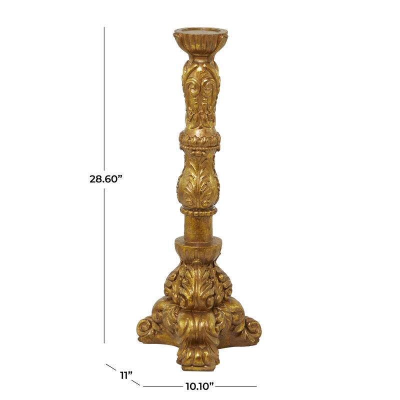 Polystone Handmade Tall Standing Candle Holder - Brass - Roche River Decor