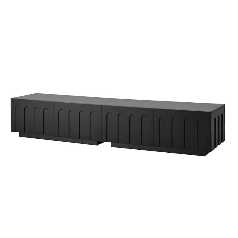 Elegant TV Stand with Arched Design for TVs Up to 80",Dual Purpose Coffee Table with 4 Drawers,Cabinet with Storage