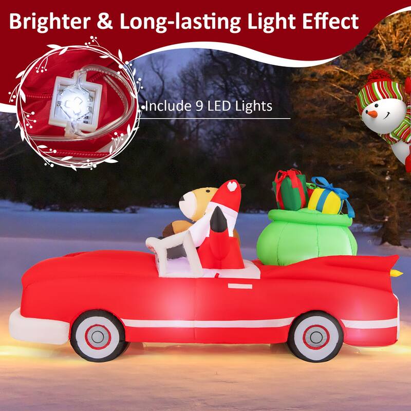 Gymax 7.7 FT Long Christmas Inflatables Lighted Xmas Inflatable Santa - See Details