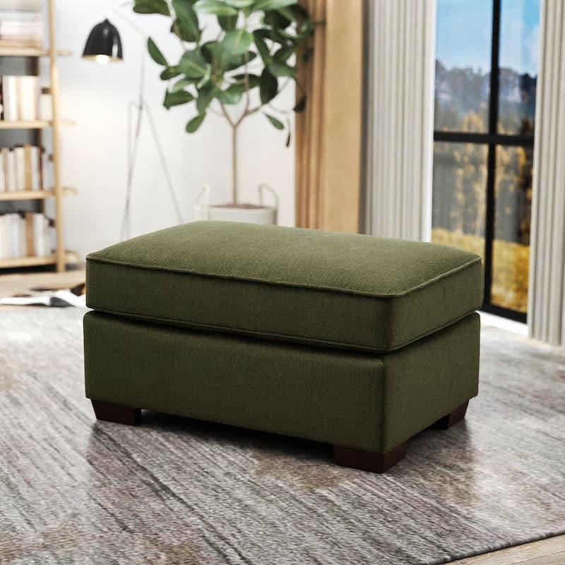 Roundhill Furniture Marvella Living Room Ottoman with Mosswood Chenille Upholstery