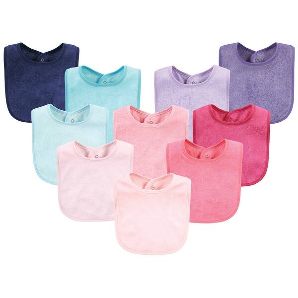 slide 1 of 1, Hudson Baby Infant Girls Rayon from Bamboo Bib with Waterproof Lining 10pk, Pink Mint, One Size - Pink Mint - One Size