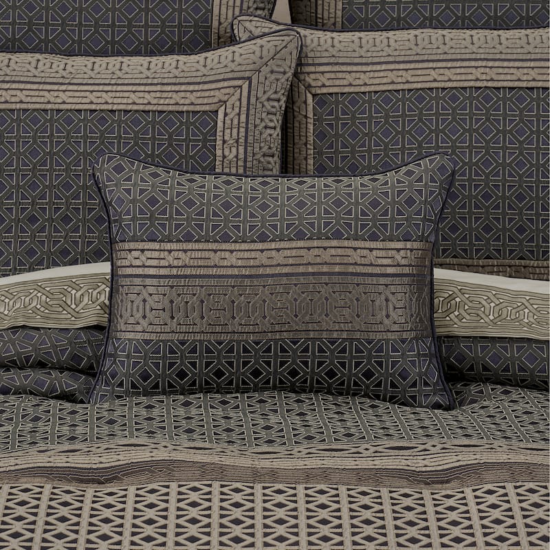 J. Queen New York Alaro Slate Boudoir Decorative Throw Pillow - Accent - Polyester - Slate