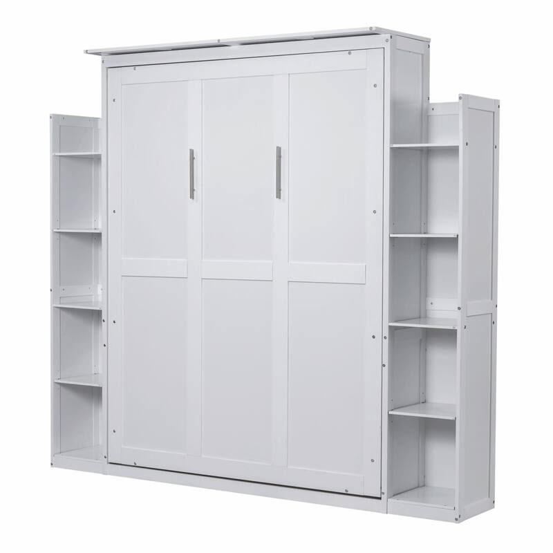 Queen Size Murphy Bed with Shelves and LED Lights