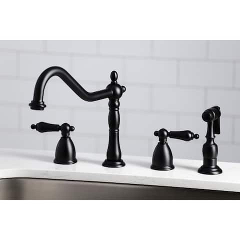 Heritage 8-Inch Widespread Kitchen Faucet with Brass Sprayer
