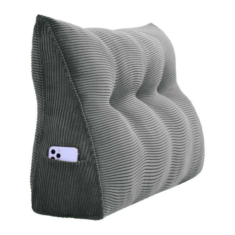 Corduroy Headboard Wedge Reading Pillow for Twin Dorm Bed & Daybed Side Back Support