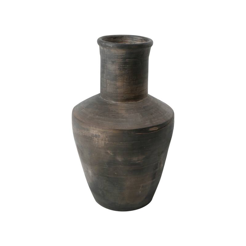 Artissance Earthy Gray Long Neck Pottery Vase, 15 Inch Tall