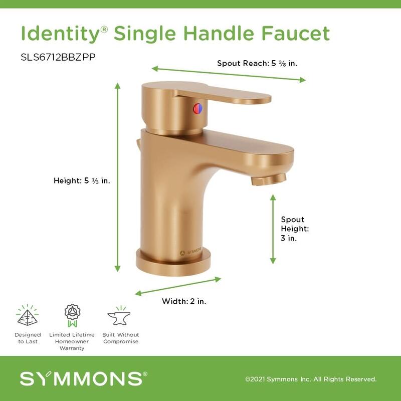 Symmons SLS6712PP Identity 1.0 GPM Single Hole Bathroom Faucet with