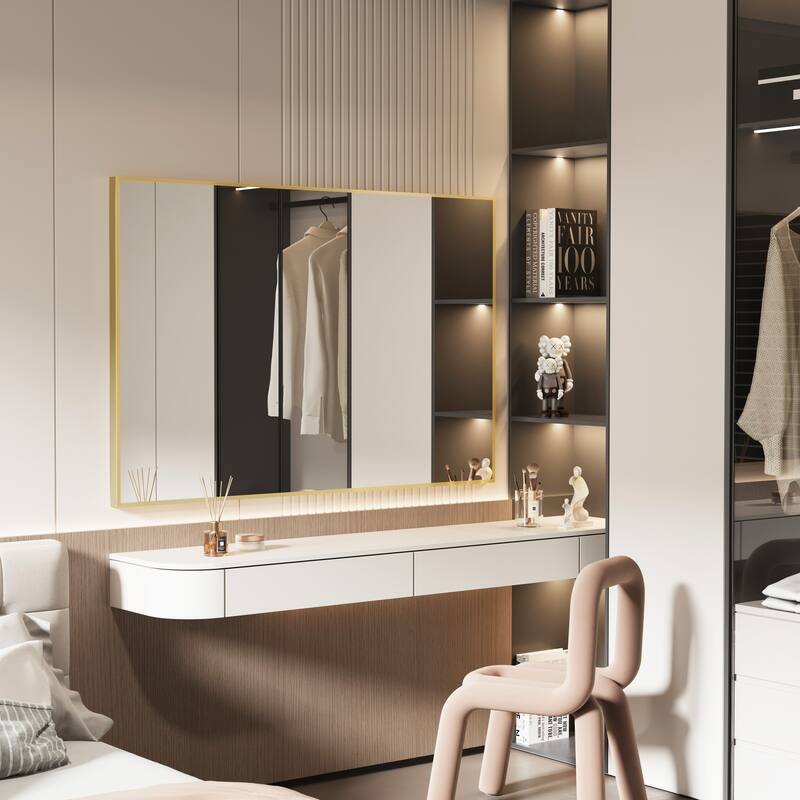 Aluminum Alloy Framed Wall Mounted Bathroom Vanity Accent Mirror in