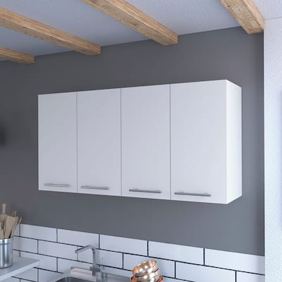 Kitchen Cabinet for Dining Room, Four Doors, White Finish