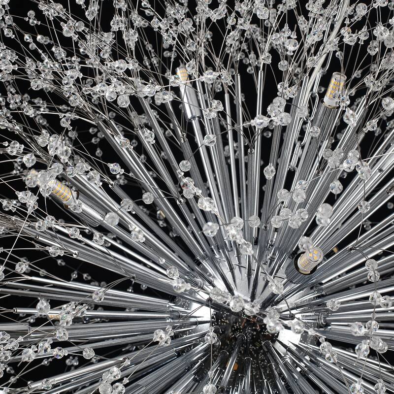 Contemporary 16/20/24/30-Light Glam Oversized Firework Crystal Sputnik Chandelier Dandelion Pendant Light, Includes Bulbs