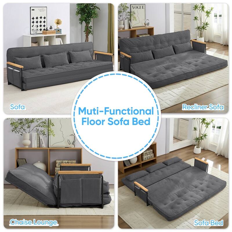 Mixoy Muti-Functional Folding Floor Sofa Bed,3-Seater,2-Seater,1-Seater Lazy Futon Sofa with 6 Position Adjustable Backrest