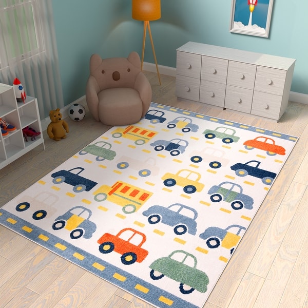 slide 2 of 13, Orian Rugs Playroom Traffic White Stain Resistant Kids Area Rug