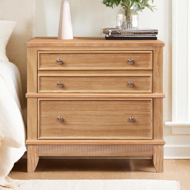 3-Drawer Natural Nightstand