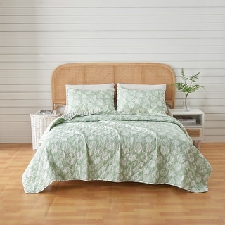 Premium Green Seashell Microfiber Quilt Set With Shams - On Sale - Bed ...