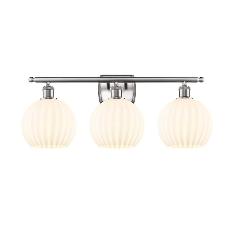 Innovations Lighting 516-3W-11-28-White Venetian-Bathroom Vanity Light - Brushed Satin Nickel / White Venetian
