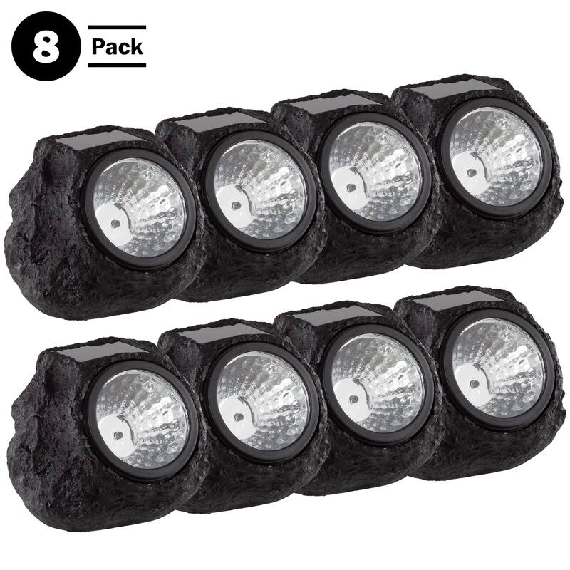 Pure Garden Solar LED Rock Landscaping Lights (Set of 8) - 4 in. x 4.5 in. x 4.5 in.