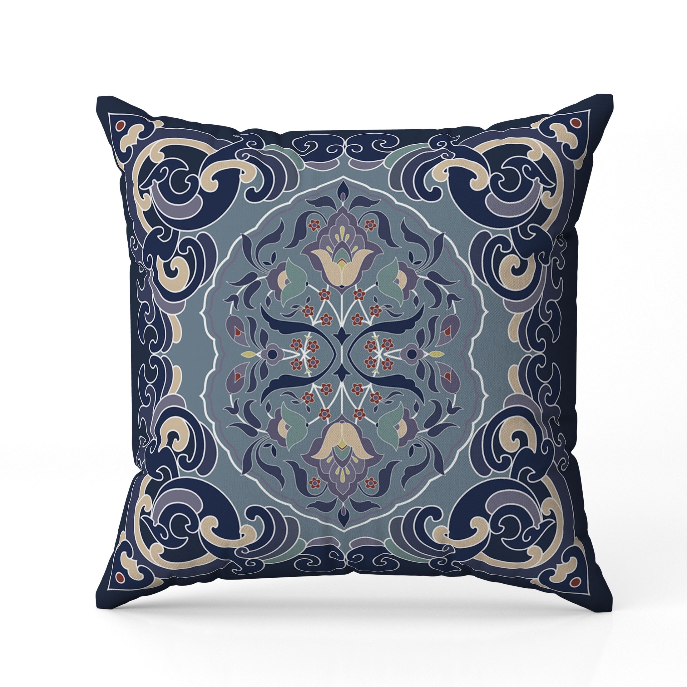 Soft Square Escape Faux Suede Pillow in Blue Green