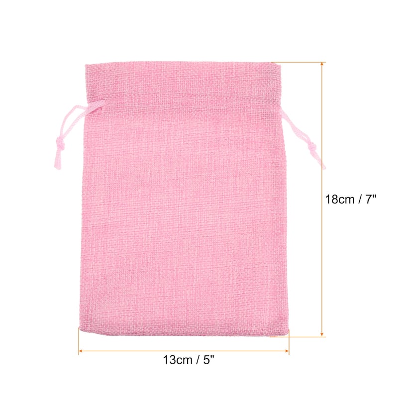 25Pcs Drawstring Burlap Gift Bags 5" x 7" Linen Sack Jewelry Pouches - 5" x 7" - Pink