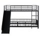 preview thumbnail 44 of 70, Metal Bunk Bed with Slide and Door, Twin Over Twin/Full Over Full Low Bunk Bedframe with Fence Guardrails and Ladder for 2 Kids