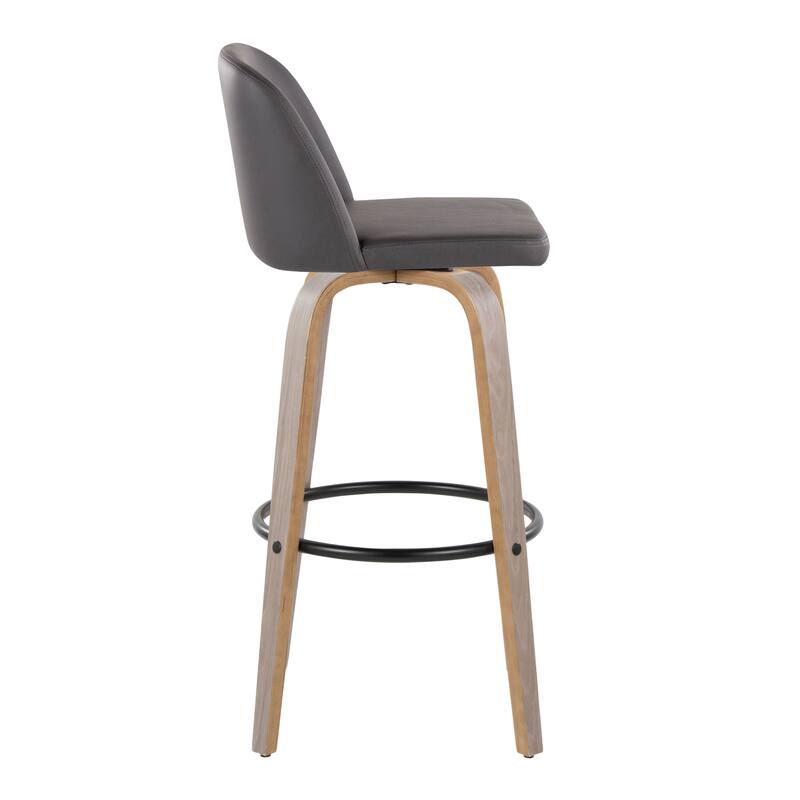 The Gray Barn Vallberga 30" Fixed-Height Bar Stool with Light Grey Wood Base (Set of 2)