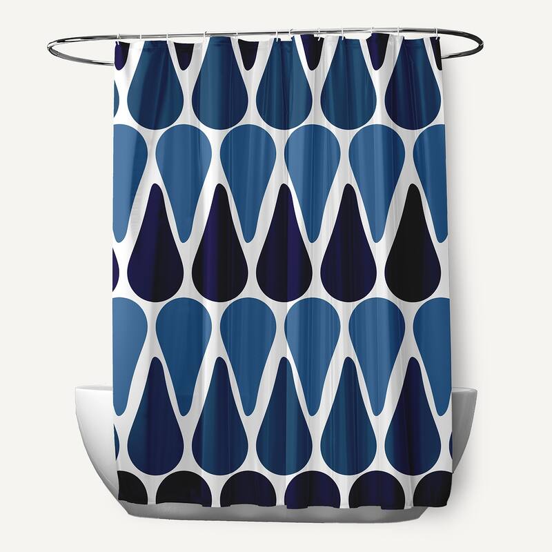 71 x 74-inch, Watermelon Seeds, Geometric Print Shower Curtain - Blue