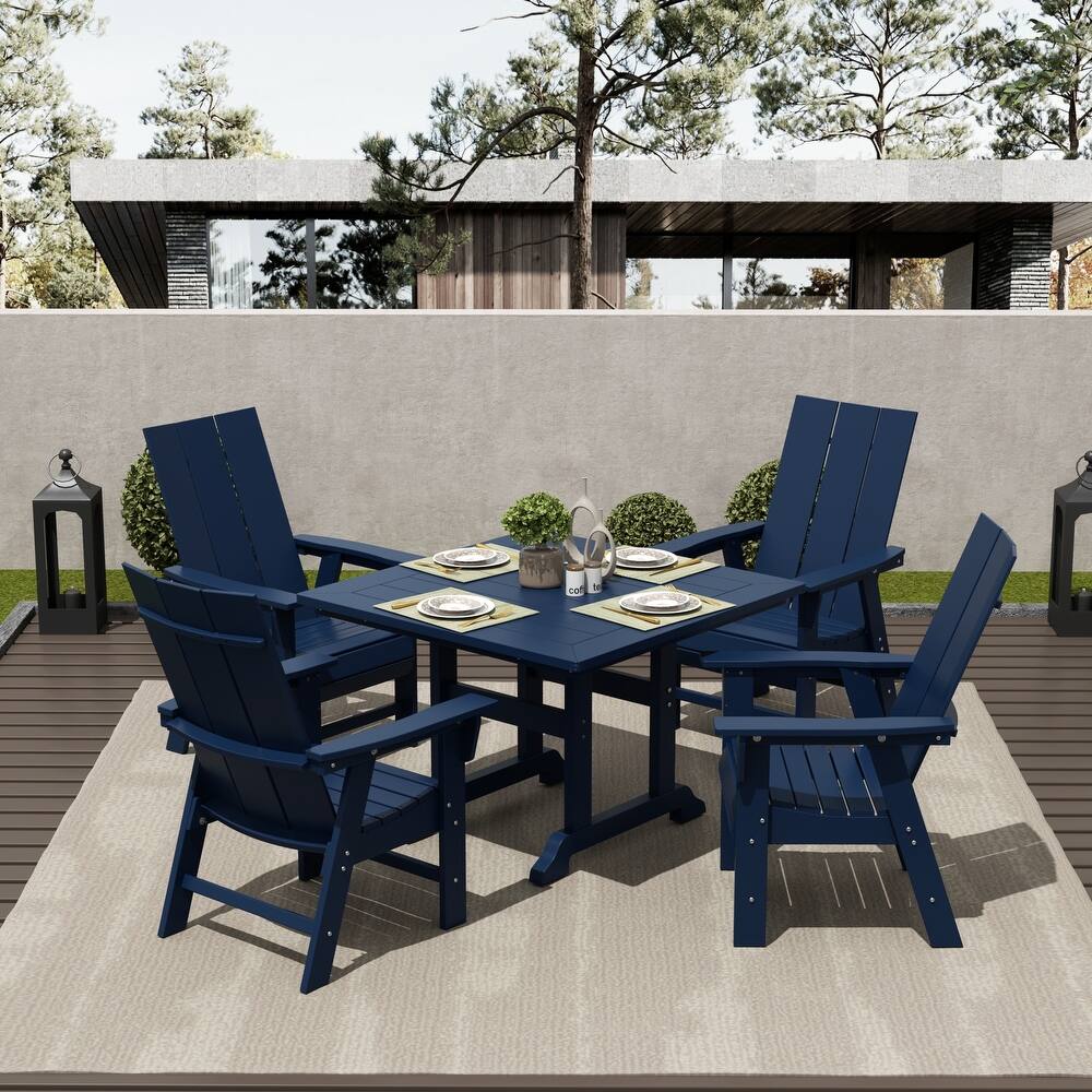 Shoreside 5-Piece Square Poly Eco-Friendly All Weather Outdoor Dining Set with Armchairs