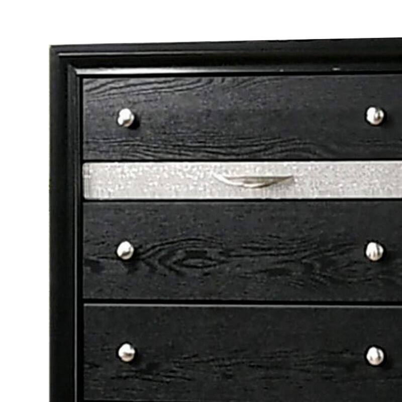 Chest with Silver Trim Accent and 1 Jewelry Drawer, Black
